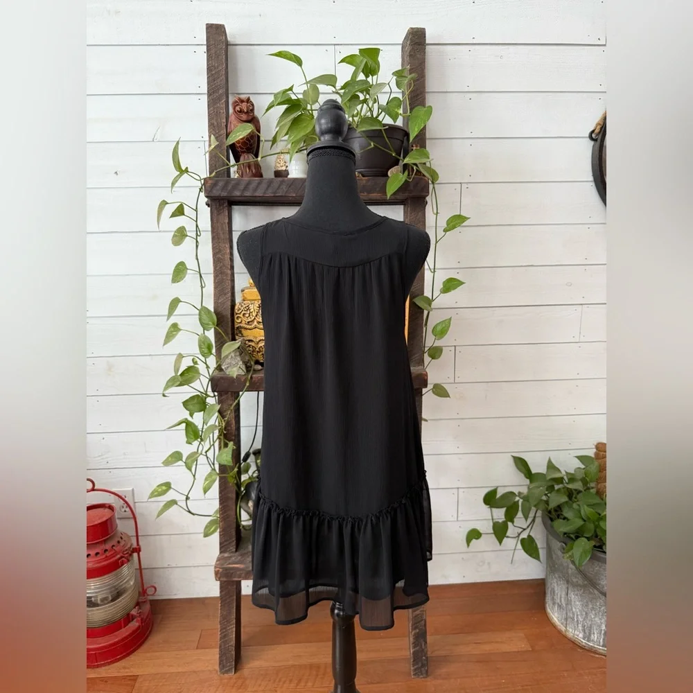 Divided Black Ruffle Hem Dress